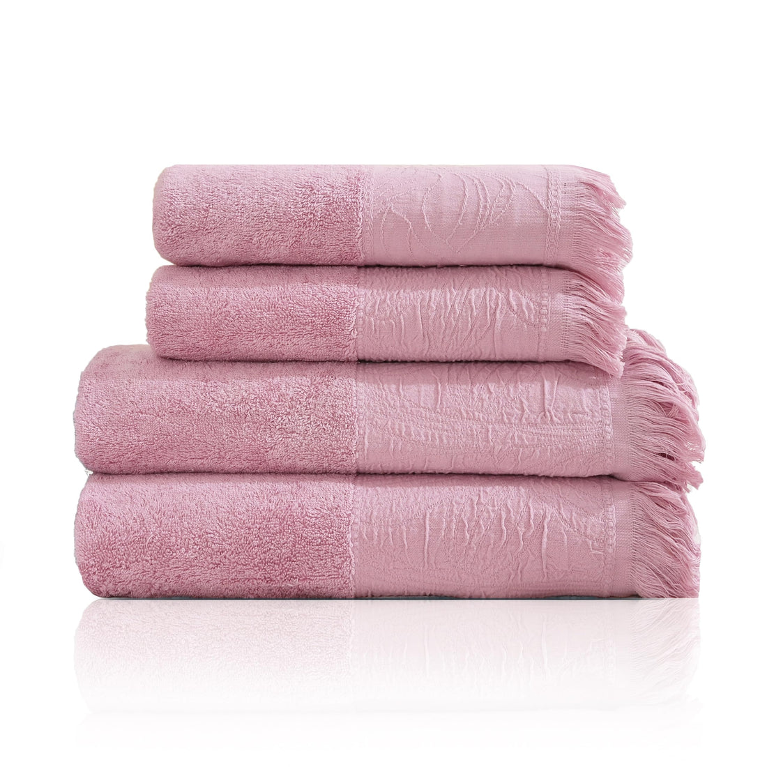 Premium Quality Cotton Bath Towel Set, Pack of 4 Pieces (Different Sizes), Ribbed Design Ultra Soft and Highly Absorbent Towels, Ideal for Hotel, Spa and Everyday Bathroom Use (kashmir)