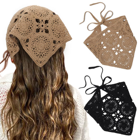 Crochet Bandana - Stylish Boho Head Scarf Perfect for Photos, Dancing, Parties, Travel, Camping, and Dinner Outings with Soft, Breathable Design