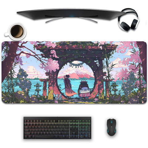Cartoon Panda Desktop Mouse Pad Large,Japanese Panda Desk Pad,Mouse Pad for Kungfu Panda Desk,Keyboard and Mouse Pad,Gaming Mouse Pad Mousepad for Computer Office Home Work(27.5X11.8 in)