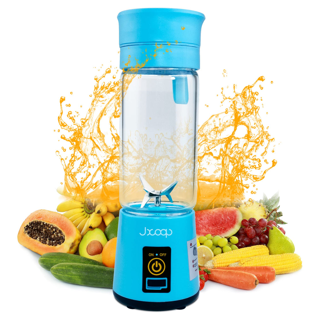 Portable Size Blender Mixer Fruit Rechargeable with USB Strong Power Mini Blender for Smoothie Fruit Juice Milk Shakes 380ml Six 3D Blades for Great Mixing