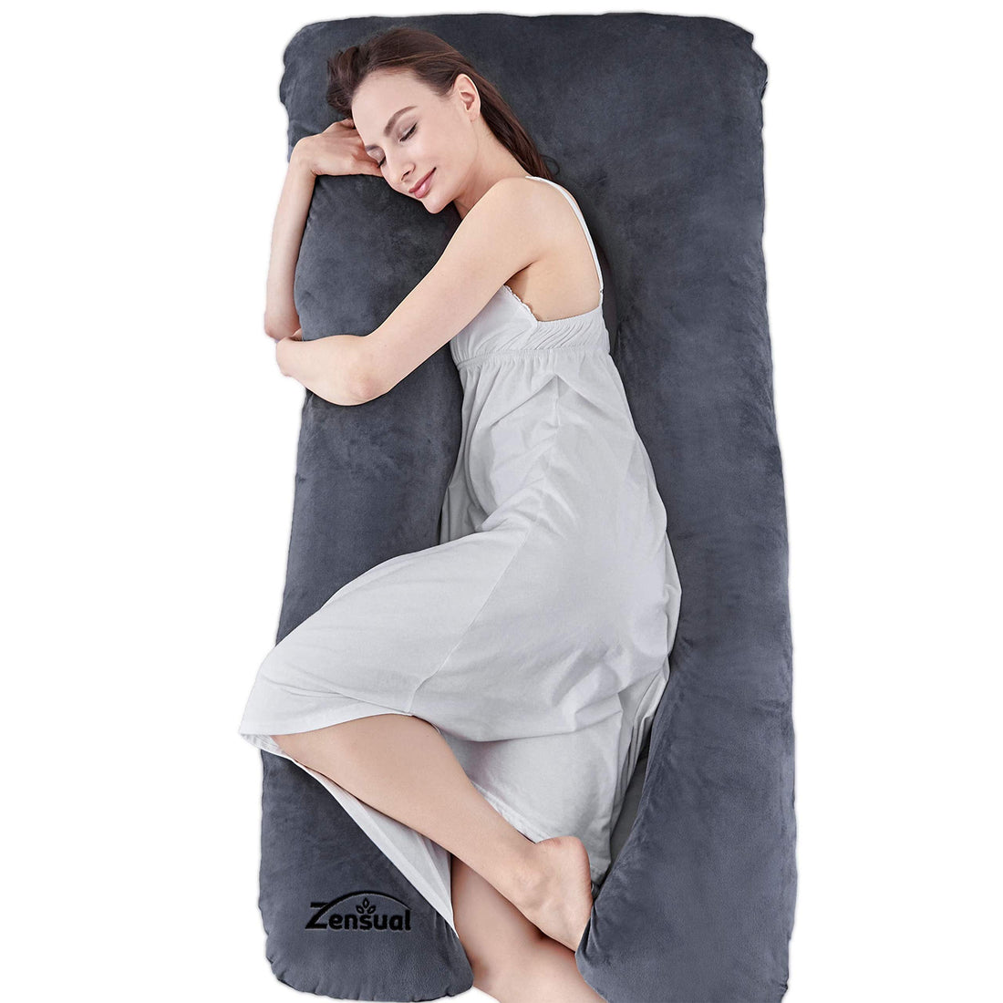 Moro Moro 3 Premium Soft Velvet Large U-Shape Full Body Pregnancy Pillow - Extra Filled For Maternity, Back, Belly, Nursing And Wedge Support Grey)