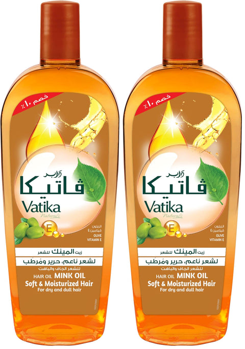 Vatika Naturals Mink Enriched Hair Oil (90mL) | Natural Extracts of Olive with Vitamin E | Nourishesh, Strengthen and Replenish Elasticity | Helps Dry and Dull Hair (Pack of 2)