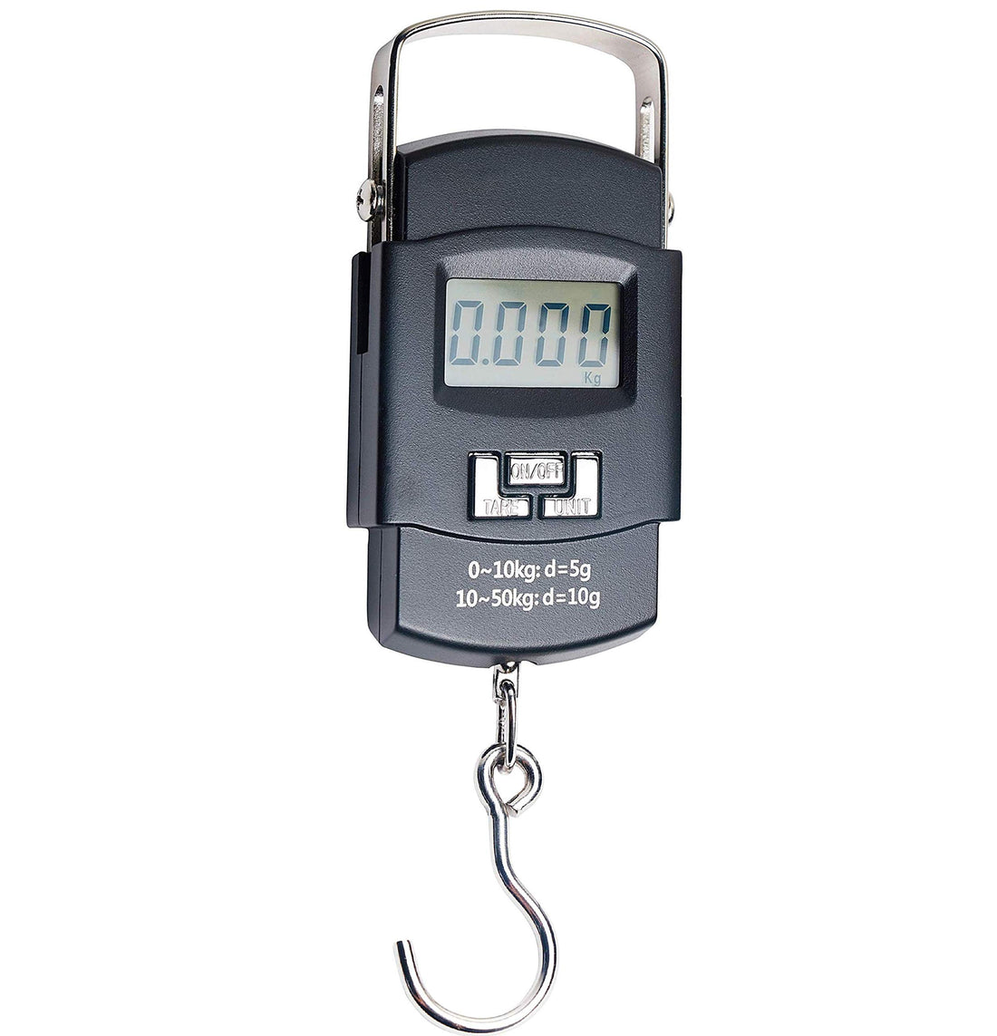 Showay ECVV SHOWAY Portable Handheld Travel Luggage Electronic Scale, Digital LCD Hanging Suitcase Weighting Scale 110lbs with Tare Backlight Function Gift For Traveler, Silver, Fishing, black, Small