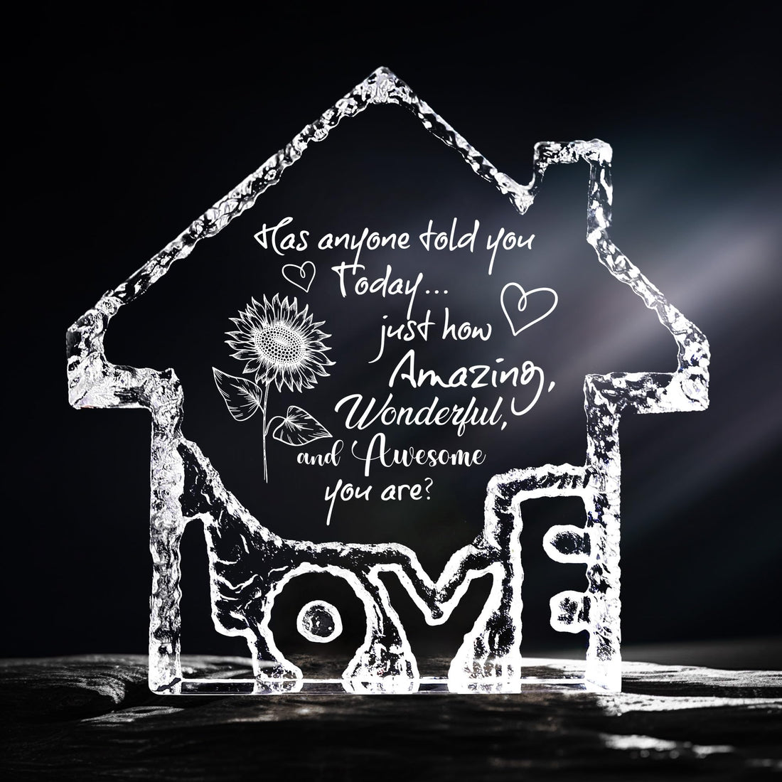 FIRSTXU Crystal House - Amazing, Wonderful, and Awesome- Perfect Healing and Encouragement Gift for Anniversary, Birthday, Christmas, Daughter, Son, Wife, Mom, Friends, and Besties (Wonderfull)