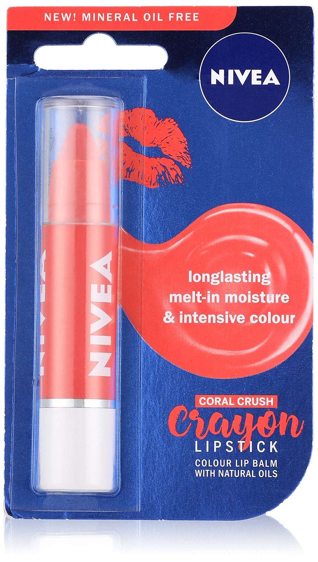 Nivea coral crush crayon long lasting moisture lip balm with natural oils 3g