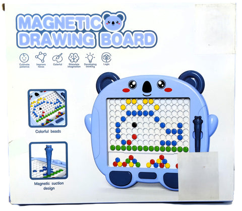 Magnetic Drawing Board for Ages 3 to 12, Plastic Toy with Colourful Beads, Bear Theme, Unisex Children