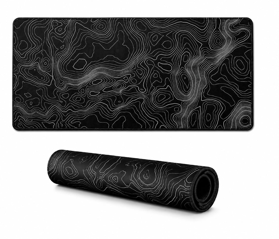 AQQA CHMIJ Large Mouse Pad Matï¼ˆ11.8x31.5 in Extended Gaming Mouse Pad with Non-Slip Rubber Base,Background Topographic Map Lines Contour Geographic for Gaming Office Laptop Computer Men Women