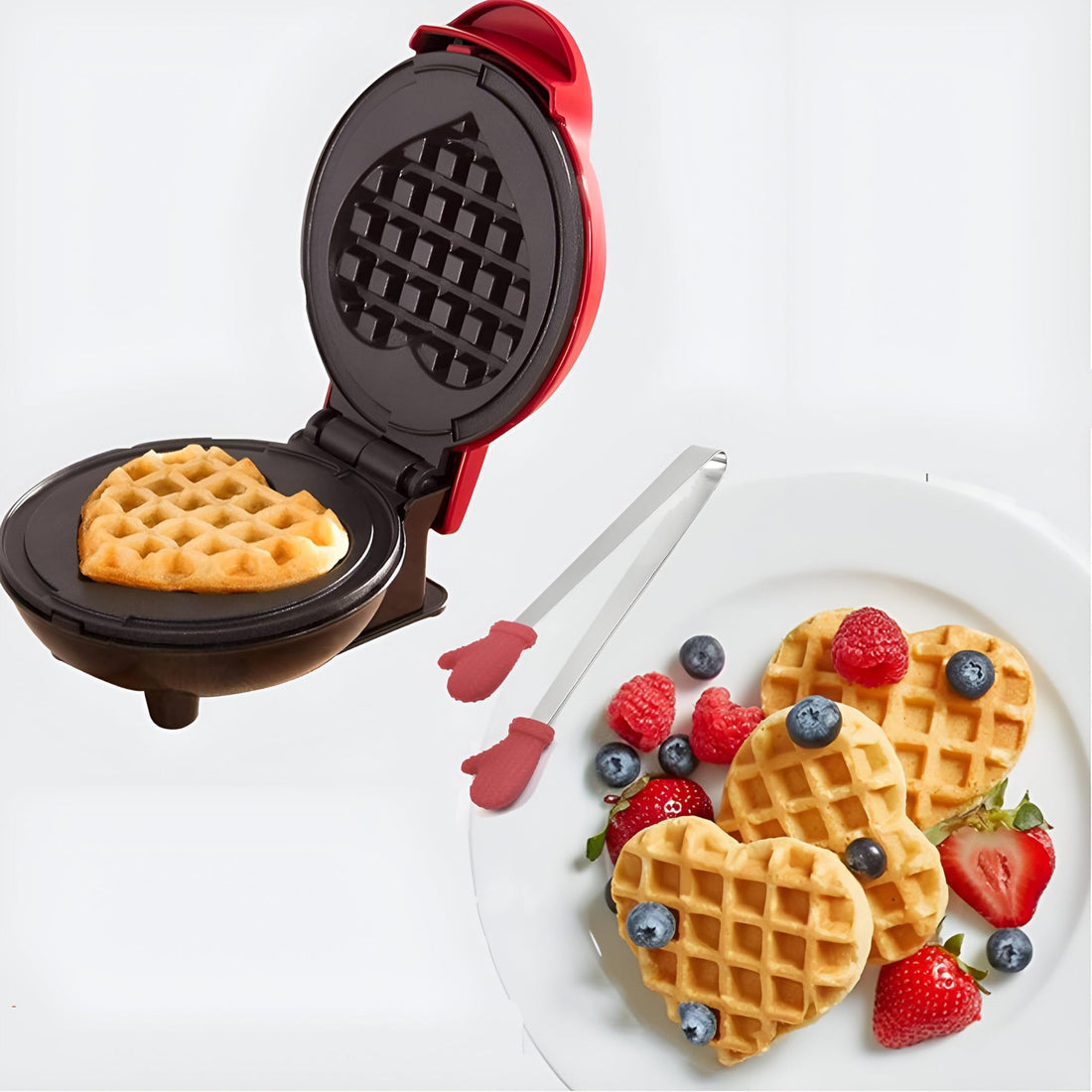Mini Waffle Maker - Make Delicious Heart-shaped Waffle Pancakes with 350W Non-Stick Electric Waffle Iron, Perfect for Kids Birthdays, Easter Celebrations, Christmas Sweets Heart Shape