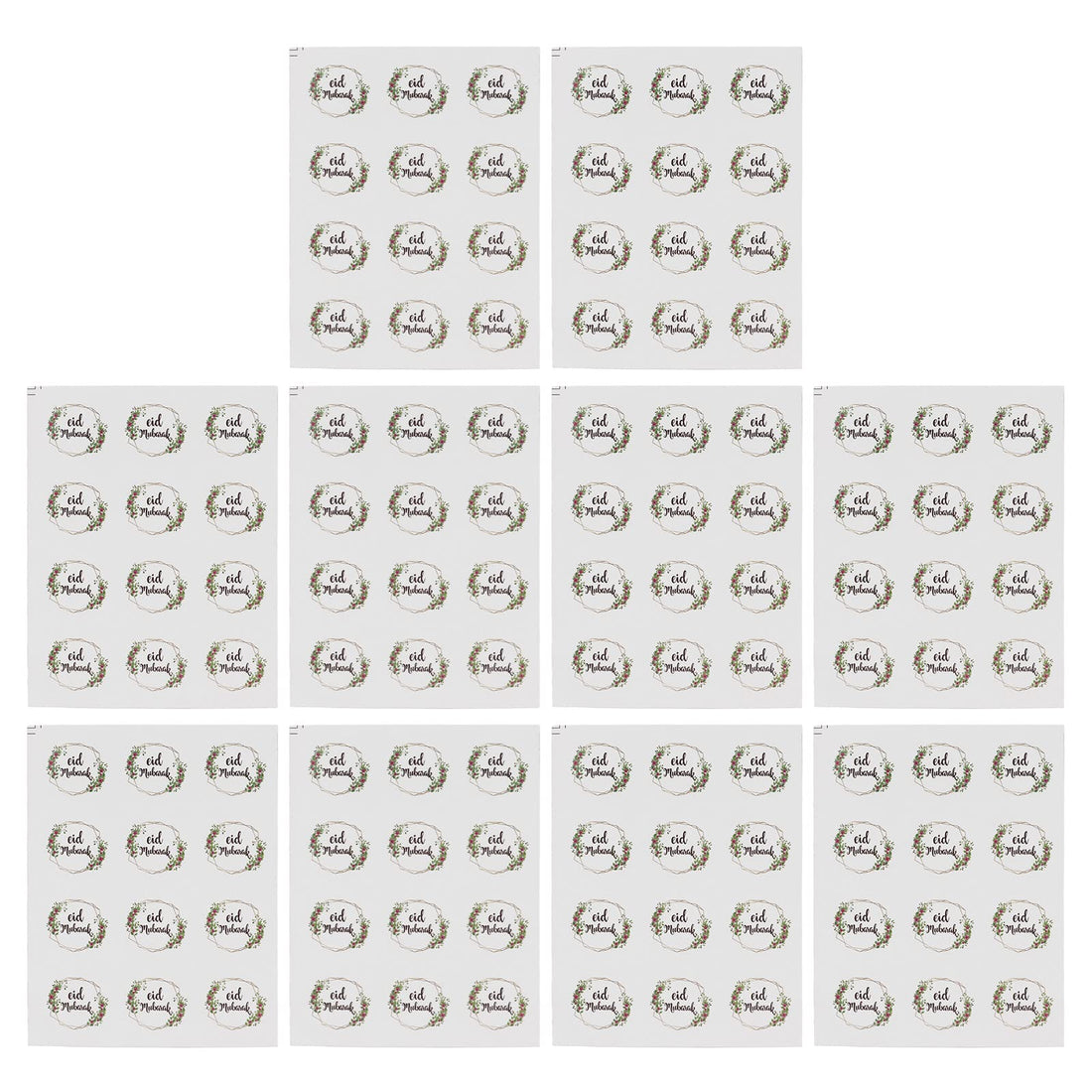 10pcs Eid Mubarak Stickers, Flowers Leaves Pattern Islamic Muslim Stickers Self Adhesive Islamic Muslim Decoration for Eid Al Fitr Adha Festival Decor