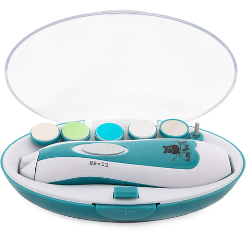Baby Nail File Electric – Blue Infant Nail Clippers - Boy Baby Nail Trimmer - Safe Fingernail And Toenail Grooming Manicure Kit For Newborn Toddler And Kids - 10 File Tips