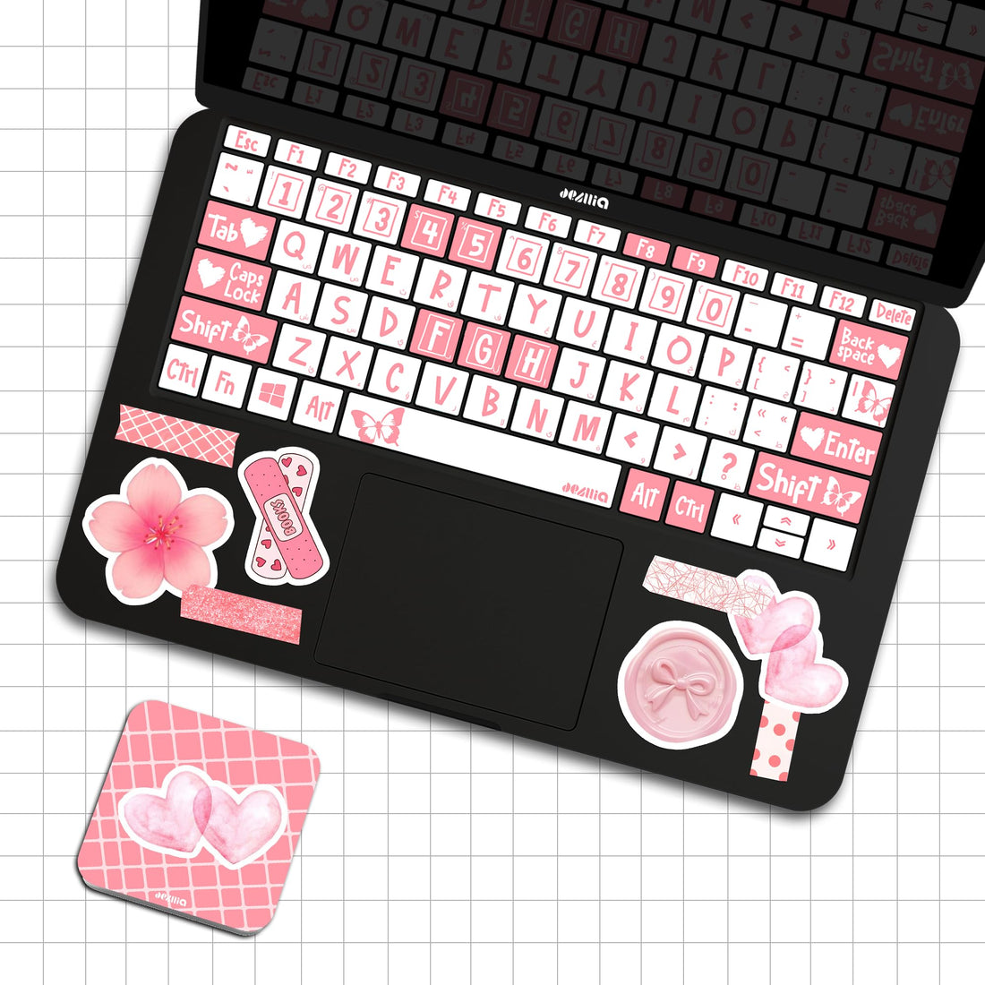 Keyboard stickers compatible with the majority of operating systems - Pink & White style - SK/11