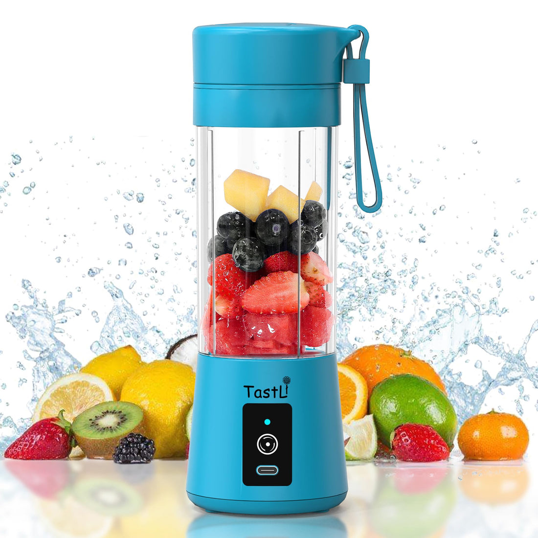 Rongshengfa Portable Blender for shakes and smoothies, Cordless Personal Mini Travel Fruit Juicer Cup Mixer Electric Smoothie Blender Maker, 13oz Bottles, USB Rechargeable (Sky blue)