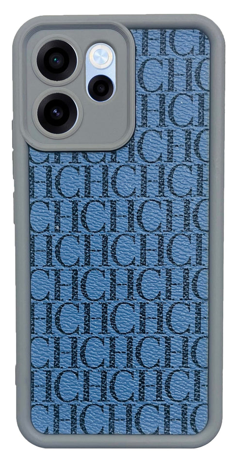 (For 15F) Xpress Back Cover For Oppo Reno 15F Soft Silicon With Leather sticker Design Bumper TPU, Camera Protection Case Anti-Shock (Gray.CH)