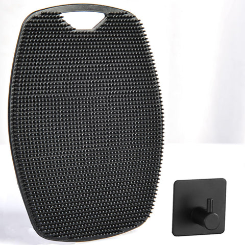 Silicone Body Scrubbers, Exfoliating Body Scrubber for Men Women with Storage Hooks, Shower Bath Brush for All Kinds of Deep Skin Cleaning (Oval Black)