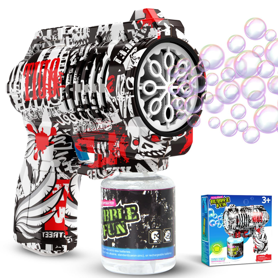 Bubble Gun for Children, 10 Pieces Automatic Silent Bubble Machine 10000+ Bubble/Minute with 130 ml Liquid/Light, Toys Birthday Gifts for Boys/Girls Age 3+
