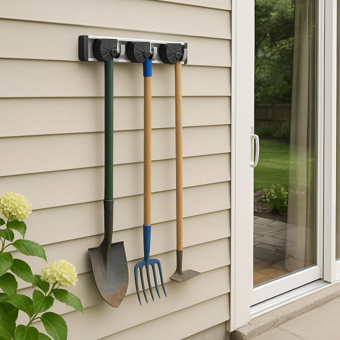 Garden Tool Organizer - Wall-Mounted Rack with One-Hand Operation and Industrial Grade Springs for Efficient Storage