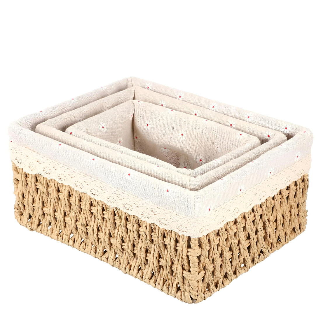 Bathroom Basket - Elegant Set of 3 Woven Storage Baskets in Beige for Perfect Bathroom Organization, Large for Towels, Toiletries, Small Items