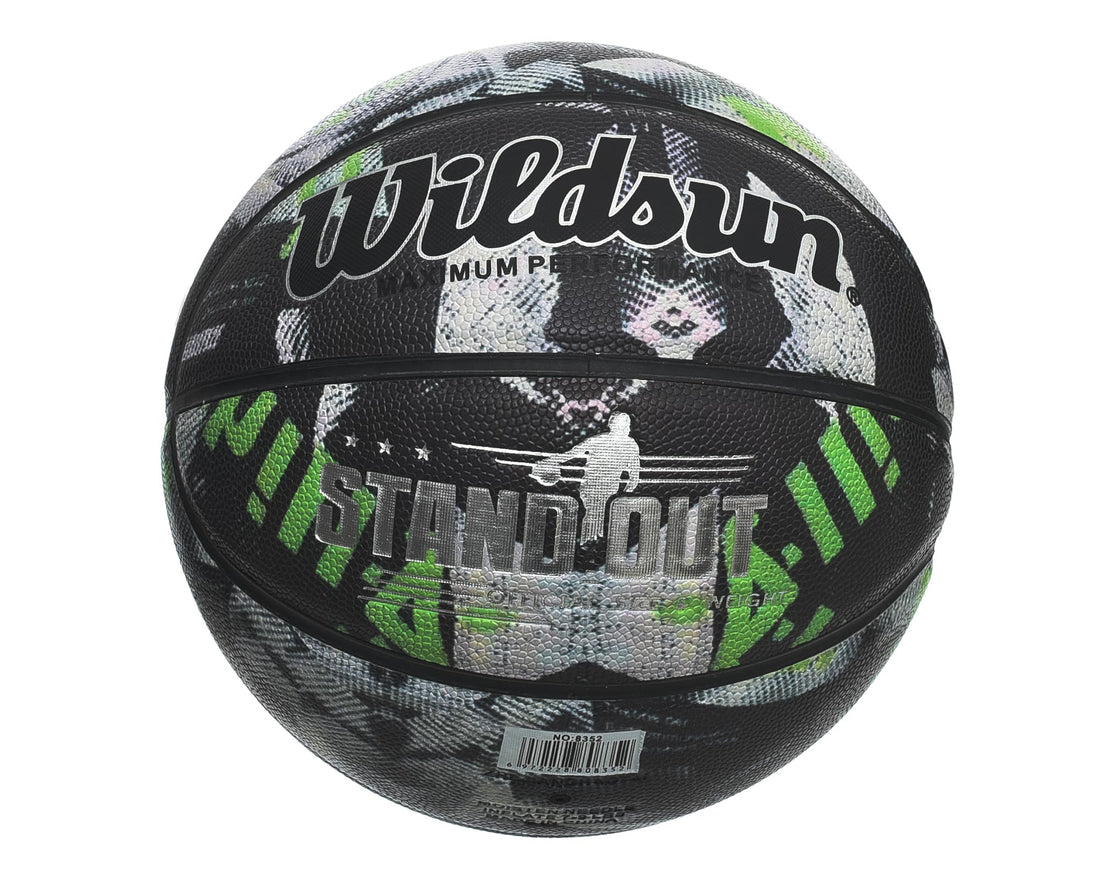 MINSA Standout Size 7 Basketball Green/Grey Design for All Courts