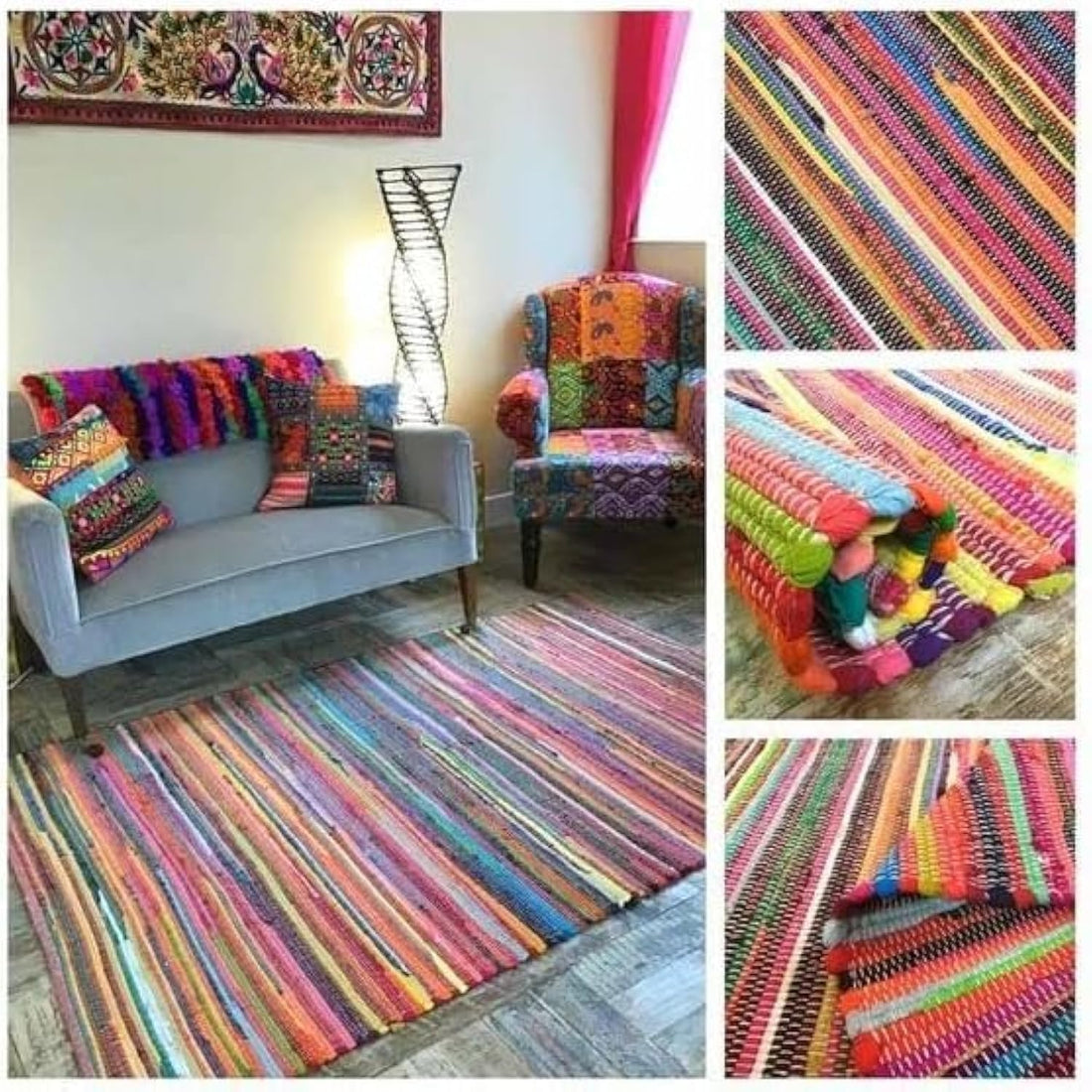 Egypt Antiques Handmade Living Room Rug, 2 m x 3 m Size, Multicolor