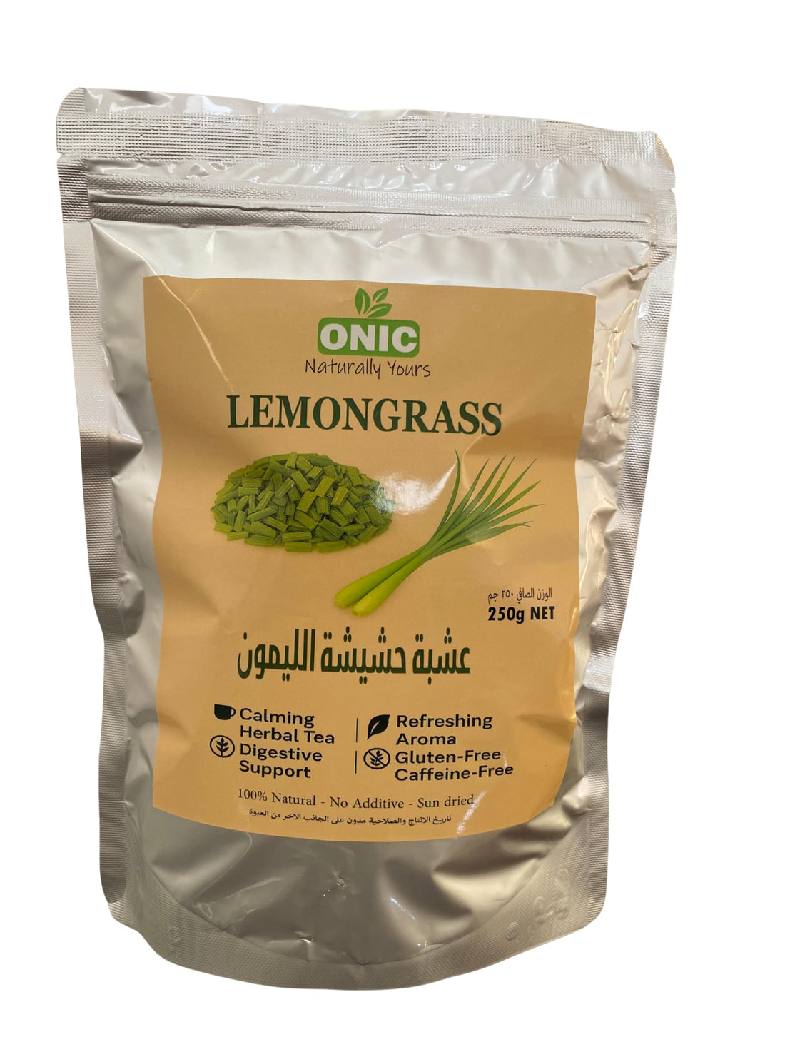 ONIC NATURALLY YOURS, Lemongrass – 250g | Tea Cut | 100% Natural & Caffeine-Free Herbal Tea | Supports Digestion & Relaxation | Packed to Preserve Freshness