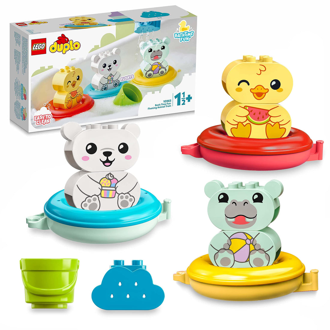 LEGO 10965 DUPLO Bath Time Fun: Floating Animal Train Bath Toy for Babies and Toddlers 1.5-3 Years Old with Duck, Hippo and Polar Bear, Bathtub Water Toys, Easy to Clean