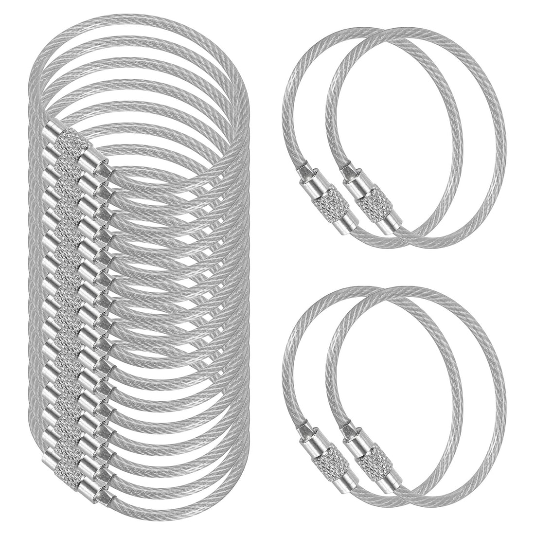 PATIKIL Wire Keychain Cable, Key Ring Loop