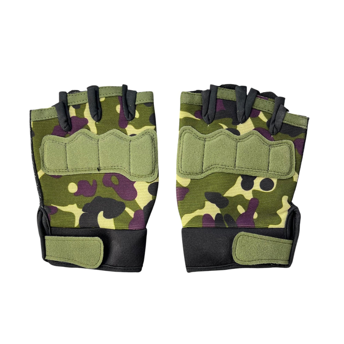 MD StayFit Fingerless Gloves, Padded Protection, Available in Black,Green