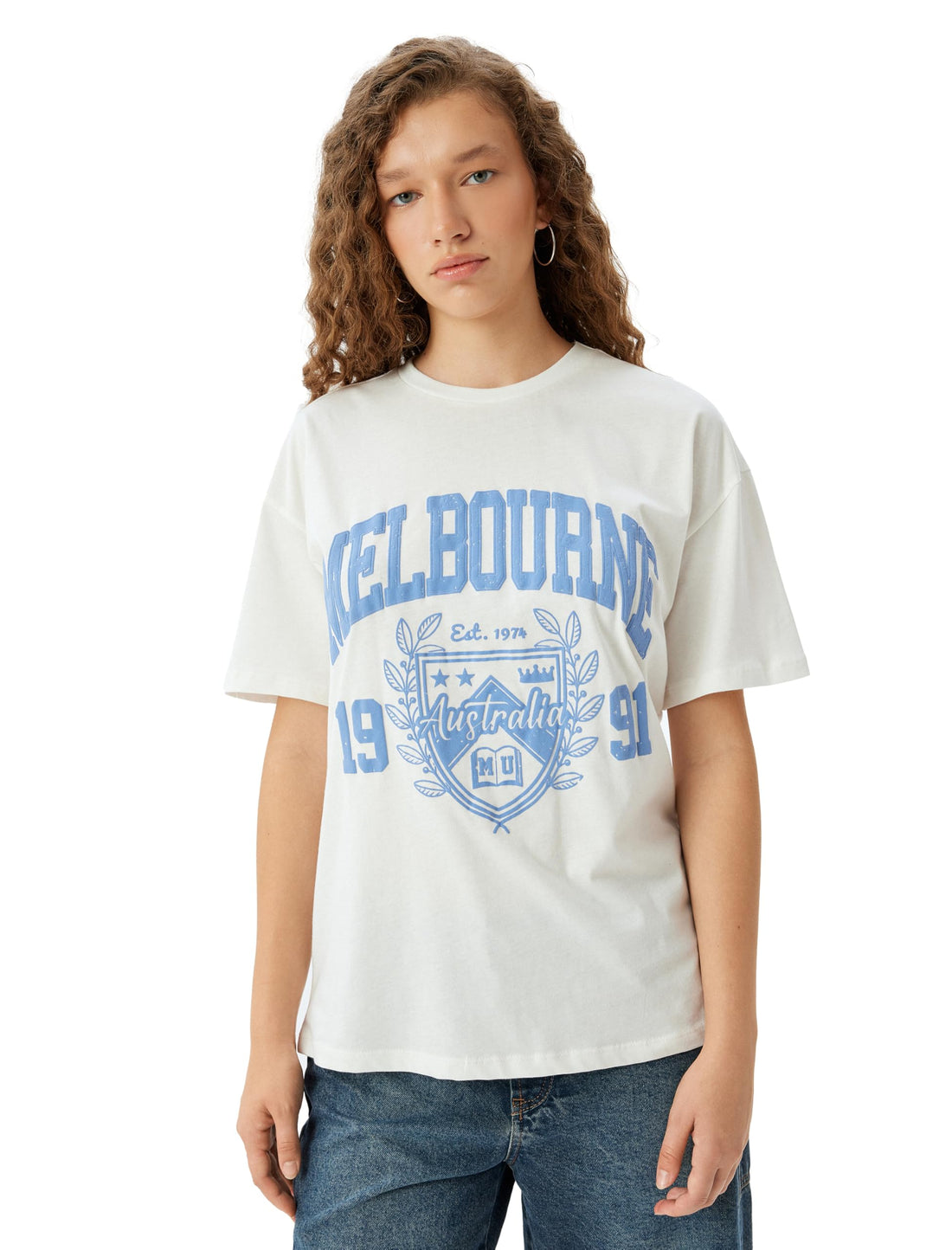 KOTON Womens Printed T-Shirt Modern