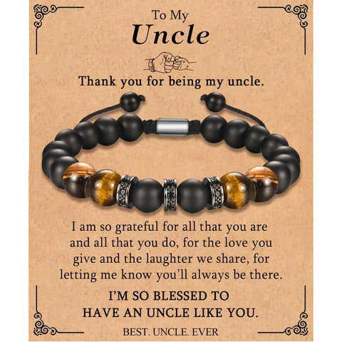 KORAS Gifts for Men Boys, Boyfriend Husband Bracelet Tiger Eye Bracelet for Dad Grandad Son Uncle Brother, Beads Bracelet Present for Birthday Fathers Day Christmas Valentines Day, Golden-Brown Tiger