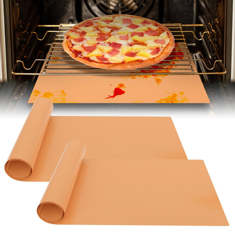 2 Pack Thickened Copper Oven Liners for Bottom of Oven BPA and PFOA Free, Replacement for Aluminum Foil, Heavy Duty Non Stick Teflon Oven Mats for Electric, Gas, Toaster, Grills Etc.