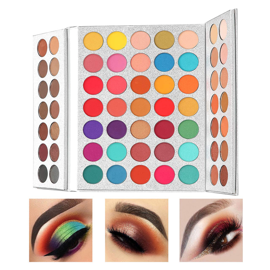 Beauty Glazed Professional Makeup 63 Colours eyeShadow Palette Powder With Profession Makeup Brushes Set and Powder Blender Gorgeous Me Cosmetics Perfect Color eye Shadow Tray Set
