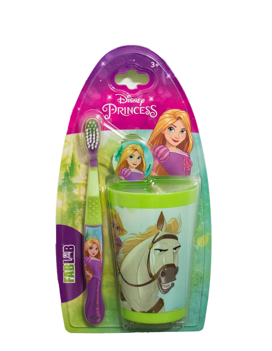 FABLAB Disney Princess Rapunzel Kids Soft Toothbrush with Storage Cup, Age 3+