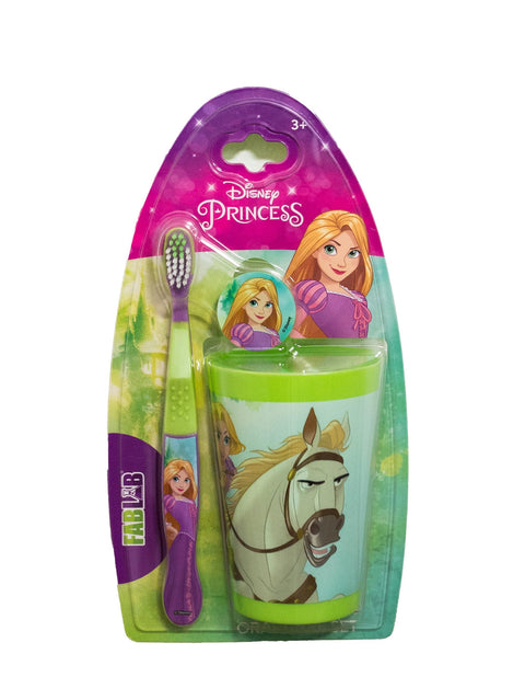 FABLAB Disney Princess Rapunzel Kids Soft Toothbrush with Storage Cup, Age 3+