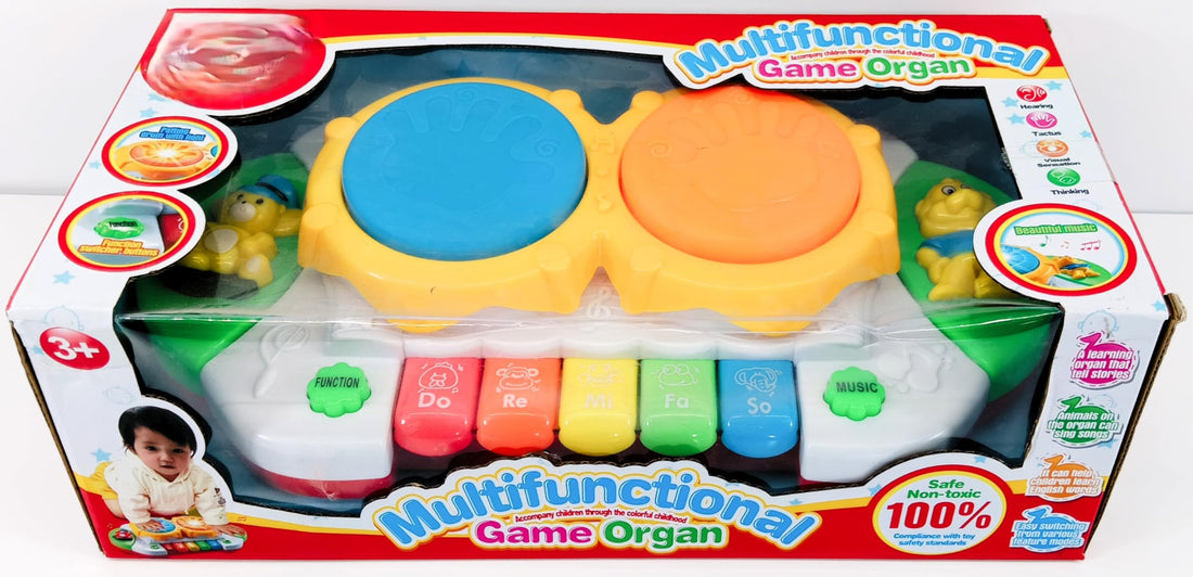 Multifunctional Game Organ Toy for Ages 3 and Above, Plastic Musical Keyboard with Drums