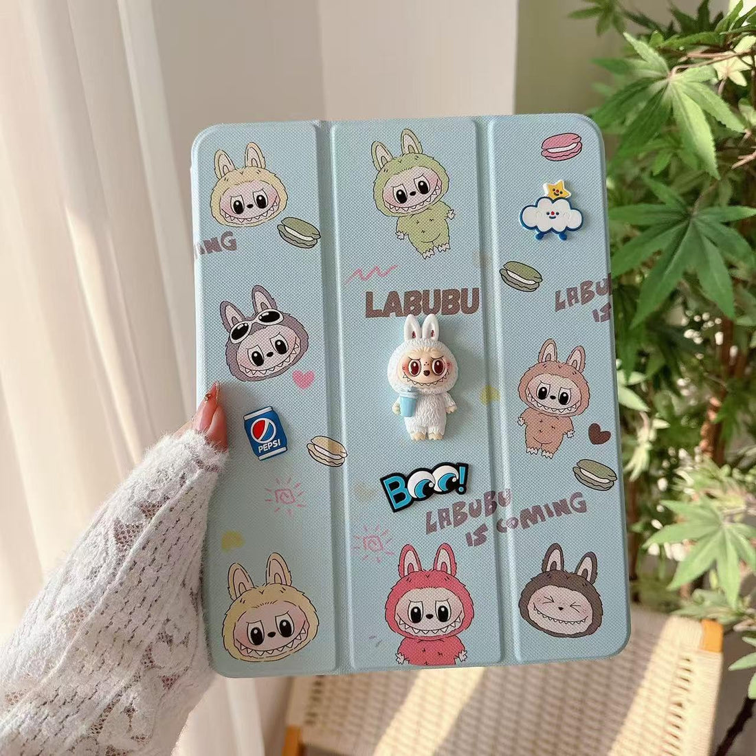 Eco Xiaomi Redmi Pad SE 11 inch Tablet 2023 Case 3D Cartoon Silicon Flip Cover with Pencil Holder, Soft TPU Back Trifold Stand Protective Smart Cover, Flip kids Design (LaLuLa blue)