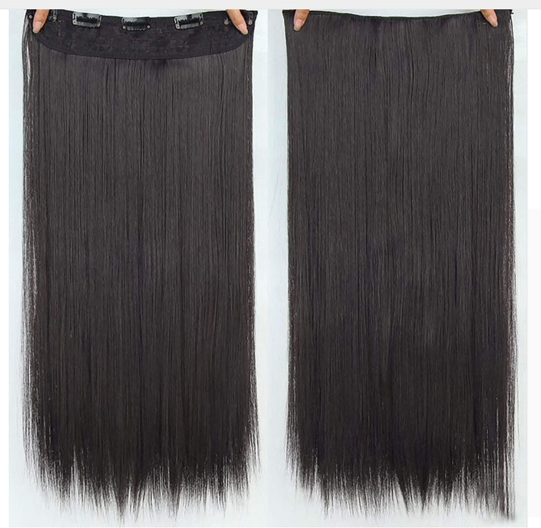 Kadoo Synthetic 22 Inch Long and Straight Heat Resistant Hair Extension Black