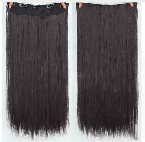 Kadoo Synthetic 22 Inch Long and Straight Heat Resistant Hair Extension Black