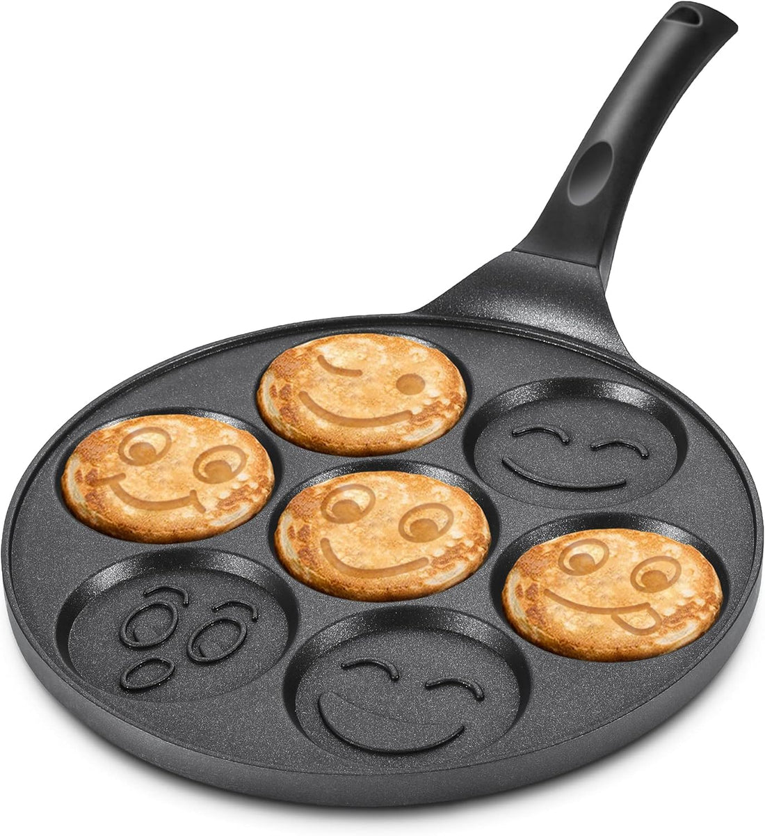 Bukela Pancake Pan Nonstick Griddle Pancake Maker Mini Pancake and 7 Cups Pan Breakfast Crepe for Kids, Black