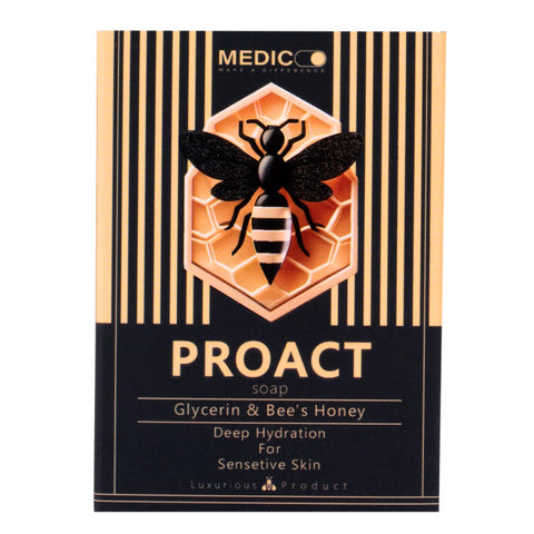 MEDICO PROACT Glycerin & Bee’s Honey Soap – Deep Hydration Bar for Sensitive & Dry Skin – Gentle Cleansing with Aloe Vera & Menthol – Moisture-Lock Formula for Face & Body – 60g