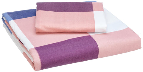 Flat Bed Sheet (caro blue design) 180 * 235 cm + Free Pillowcase