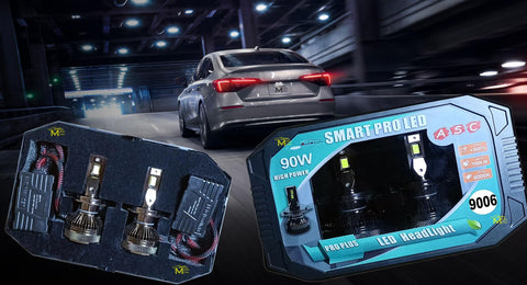 Smart Led MT BEST BUY Car Pro Headlight Bulbs, 90W, Up to 7000LM, 300% Brighter, 6000K, IP68 Waterproof, Pack of 2 (9006)