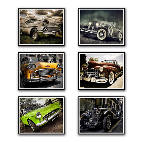 Car Poster Canvas Wall Art Unframed Old American in Brown Retro Style Pictures Print Vintage Western Decor for Home Office Living Room Man Bedroom