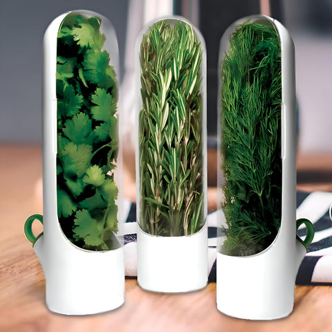 Fresh Herb Grow Container for Refrigerator - This Smart Container Helps Keep Aromatic Spices, Thyme and Rosemary, Also Serves as a Natural Permanent Greens (3 Containers)