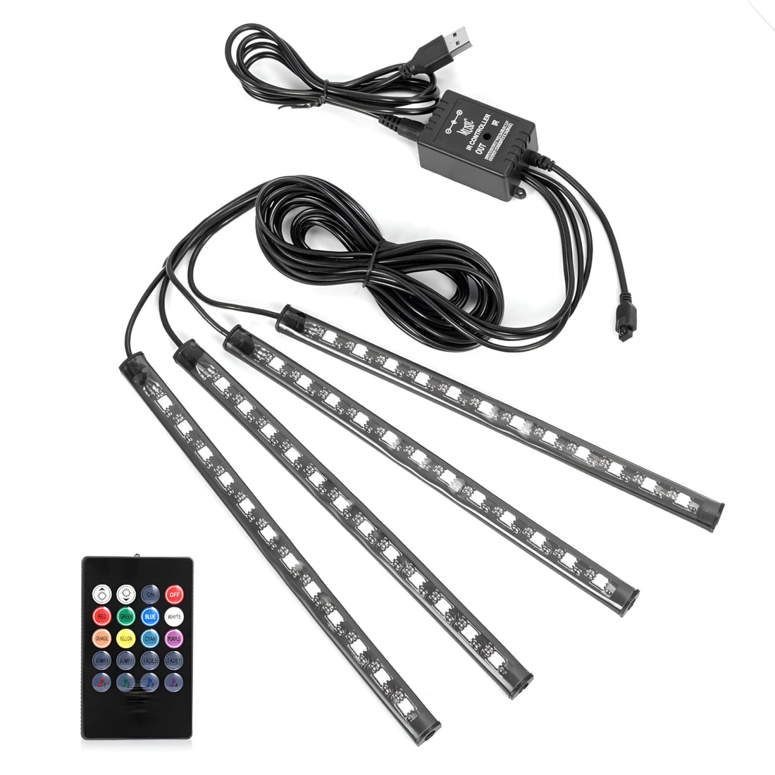 Multicolor Car Interior LED Lights, USB LED Strip Light, Sound Activated Functions, Wireless Remote Control, Perfect for Dashboard Lighting Kits, DC5V