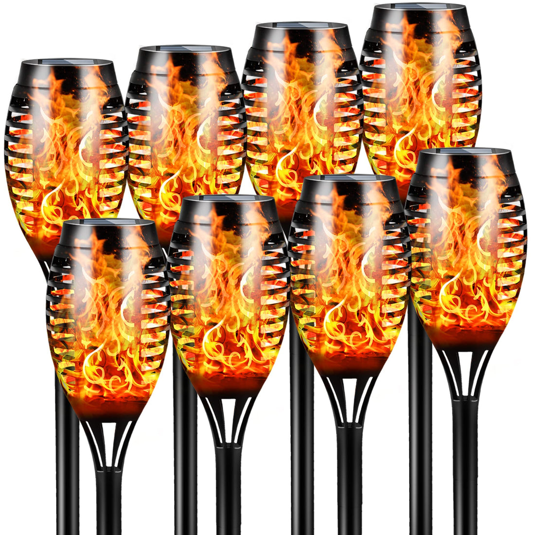 FLOWood Solar Lights Outdoor Garden, 8 Pack 53 CM Tall Solar Flickering Dancing Flame Lights, IP65 Waterproof Solar Torch Lights Landscape Lighting Auto On/Off for Garden Patio Yard Pathway Lawn