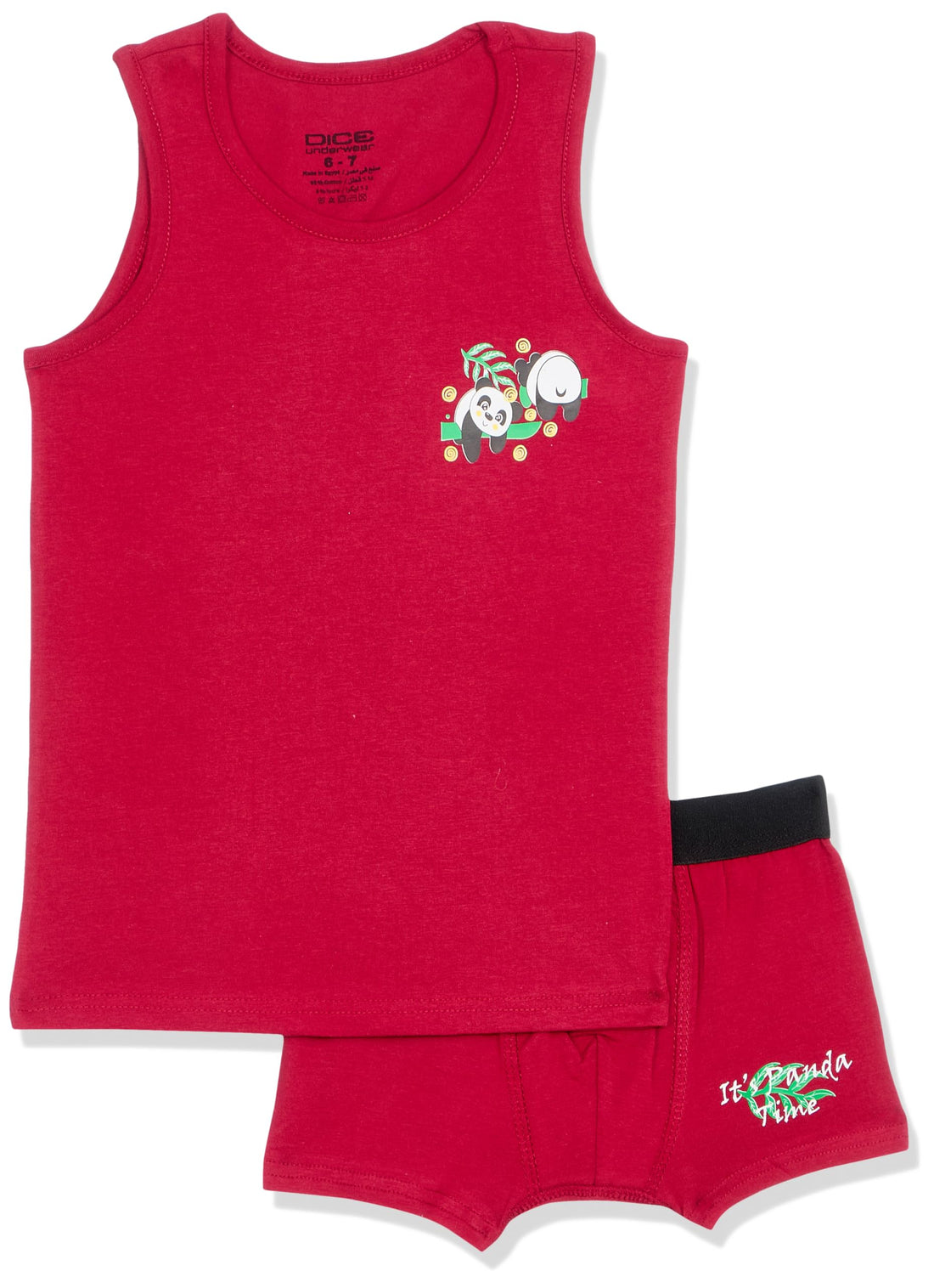 Dice Boys Tank Top with different prints and Boxer Shorts,Dark Red 8-9 Years