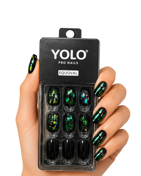 YOLO SS-115-lunar Pro Nails Squoval Short Shape Press-On Nail Kit, Lunar