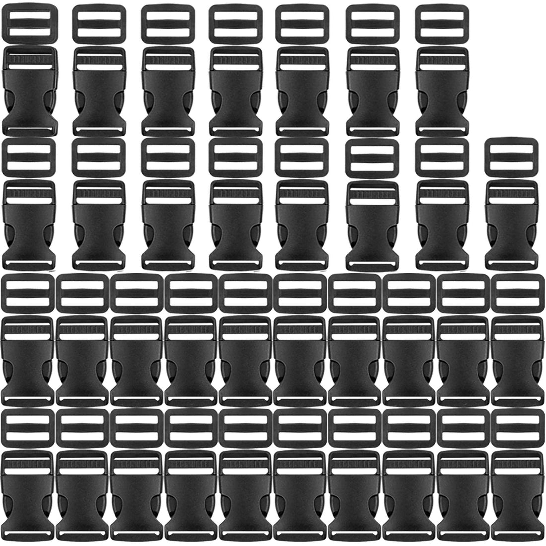 YGDZ 1 Inch Buckles, 35 Side Release Plastic Buckles and Tri-Glide Slides Parachute Black Buckles for Backpack Luggage Strap Pet Collar