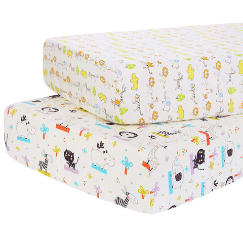 Moro Moro 3 Fitted Crib Sheets 2 Pack Toddler Mattress Covers Ultra - Soft 100% Cotton Baby Sheet Sets 28 X 52In Fits Standard Size Crib And Toddler Sheets - Nursery Sheets For Boys And Girls