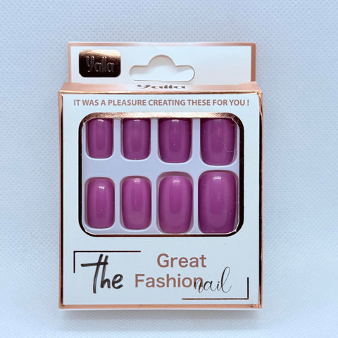 Short Square Press On Nails for Women – Luxury Fake Nails Set, Pink, Dark Beige, Black, Café, Dark Red, Purple, Kashmir, White & Brown, Salon Finish Look (Purple/Mauve)